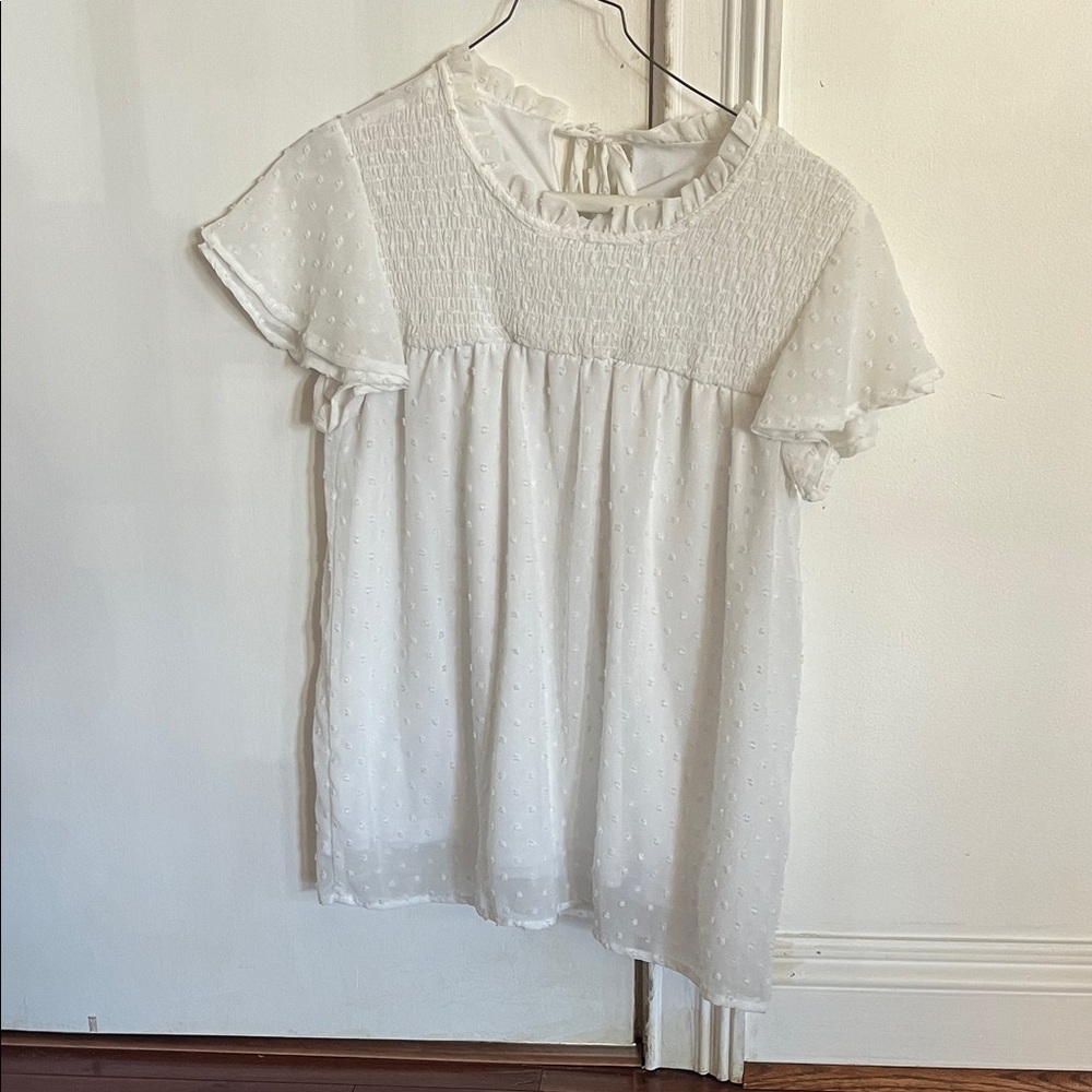 White Ruffled Women's Top